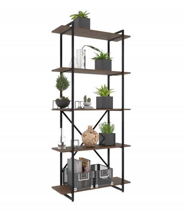 Стеллаж GUTTA 196x92x34 P5 коричневый/черный